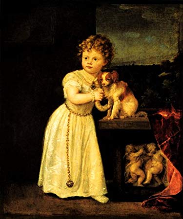 375x450 Clarissa Strozzi 1542 Little Girl With Dog Italian - Little Girl With Dog Painting