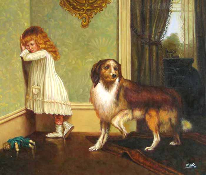700x595 Art Gallery And Art Galleries Oil Painting Replicas From Oil - Little Girl With Dog Painting