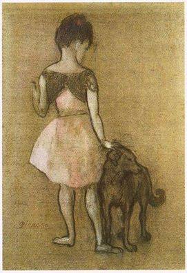 271x395 Artwork By Pablo Picasso - Little Girl With Dog Painting