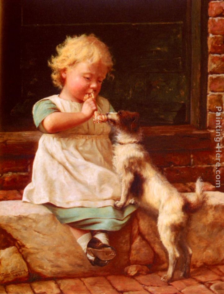 720x944 Charles Spencelayh A Young Girl And Her Dog Painting Best - Little Girl With Dog Painting