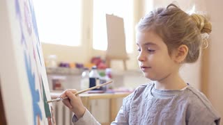 320x180 Painting Kid 06. Detail Shot Of A Little Girl Painting - Little Kid Painting