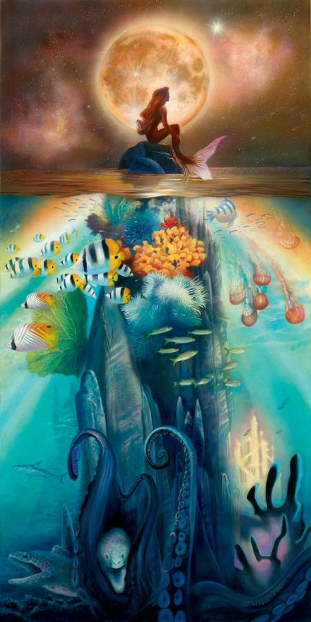 451x900 John Rowe Fathoms Below Ariel Little Mermaid Magic Of Disney Art - Little Mermaid Painting