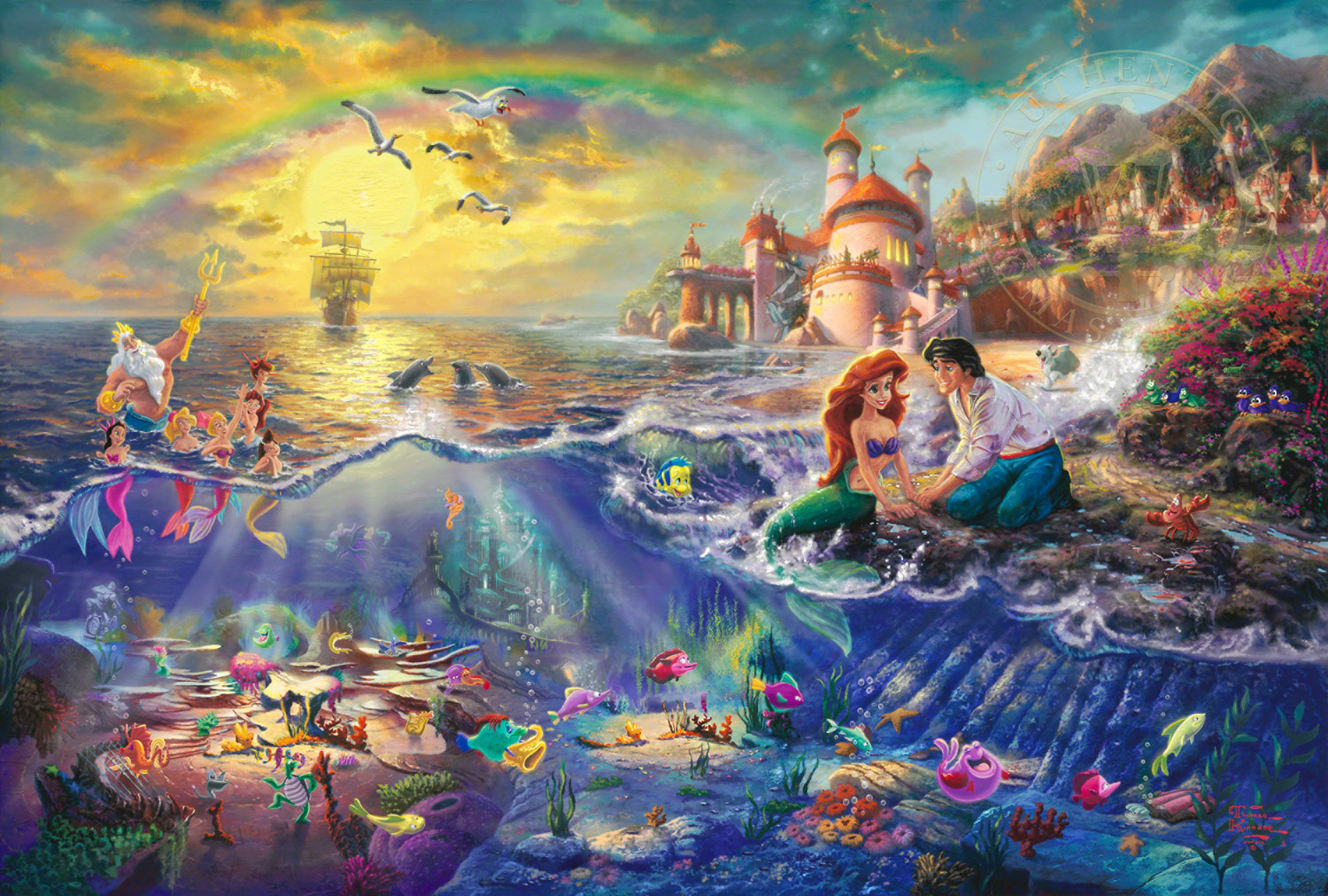1500x1012 Little Mermaid, The Limited Edition Art The Thomas Kinkade Company - Little Mermaid Painting
