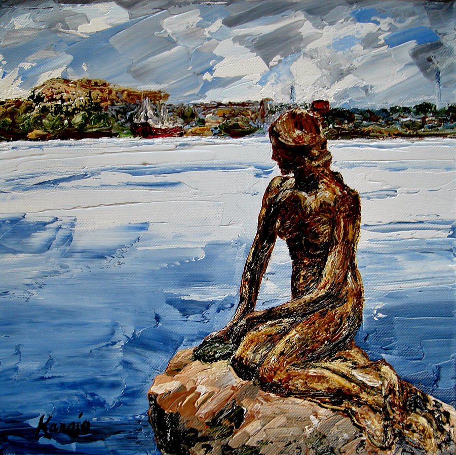 900x898 The Little Mermaid Painting By Wendy Winbeckler - Little Mermaid Painting