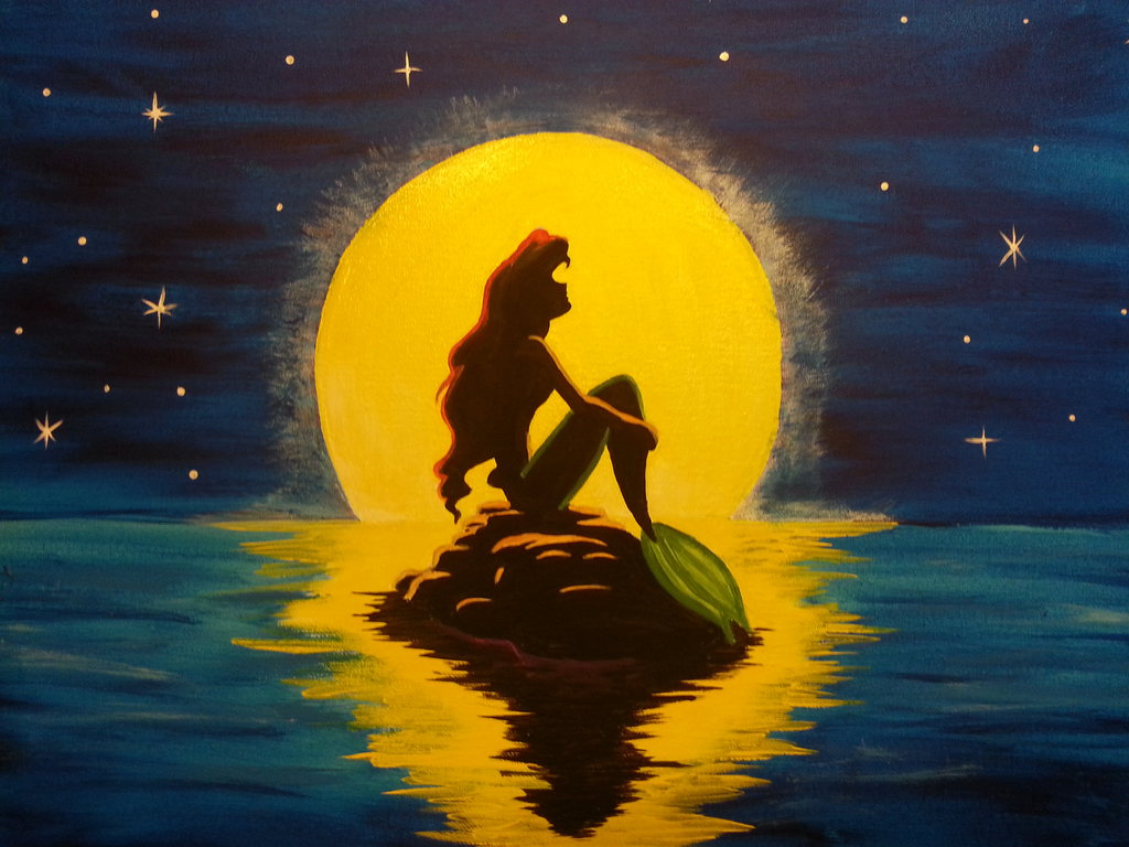 1024x768 The Little Mermaid By Chelleface90 - Little Mermaid Painting