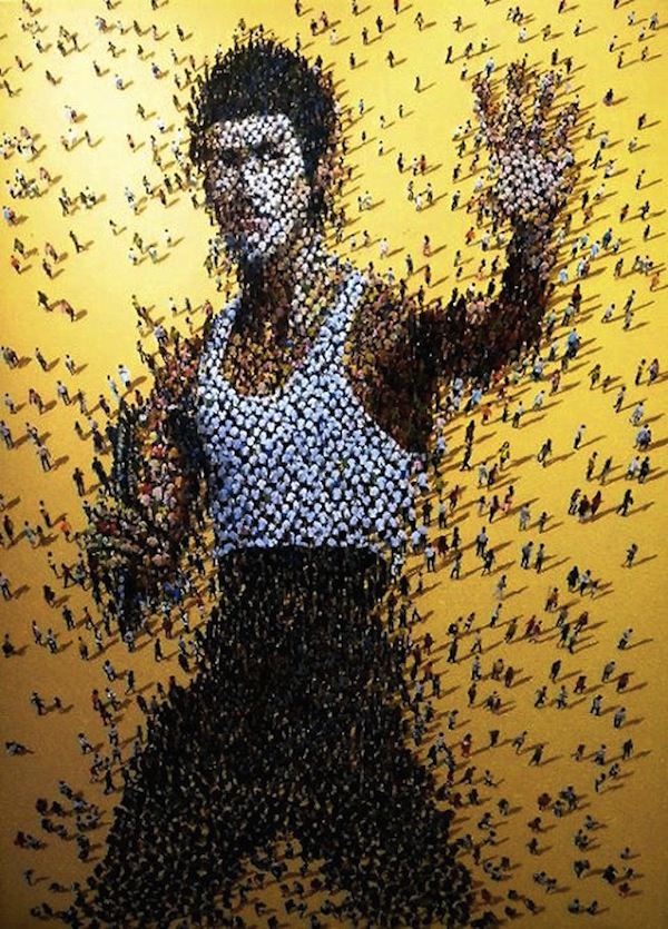 600x835 Paintings Of Pop Culture Icons Made Up Of Thousands Of Tiny People - Little People Painting