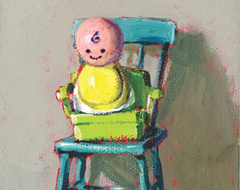 340x270 Be Mine Matted Print Of An Original Acrylic Painting By Greta - Little People Painting