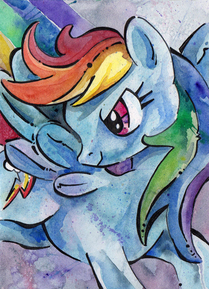 725x1000 Rainbow Dash Print Of Watercolor Painting By Jen Tracy - Little Pony Painting