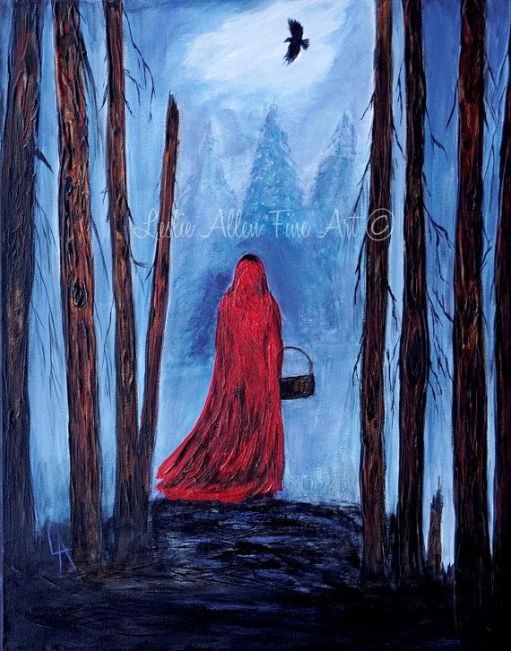 570x726 Little Red Riding Hood Painting Fantasy Gothic Painting Forest - Little Red Riding Hood Painting