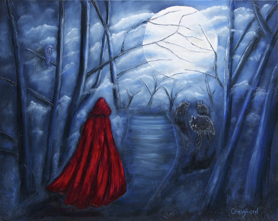 900x717 Little Red Riding Hood Painting By P Crawford - Little Red Riding Hood Painting