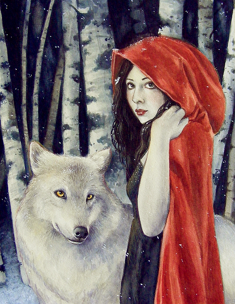 483x626 Little Red Riding Hood By Katrinawinter - Little Red Riding Hood Painting