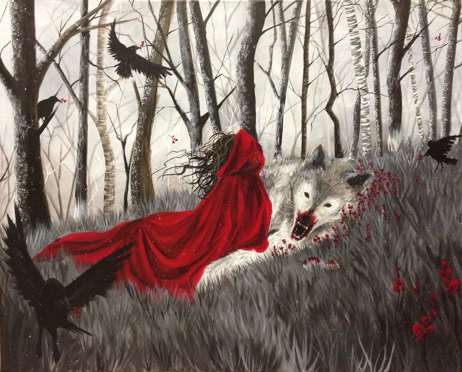 900x726 Little Red Riding Hood By Noctillucca - Little Red Riding Hood Painting