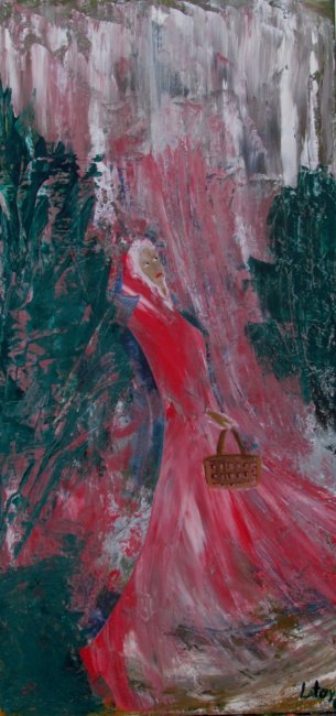 305x650 To Grandma'S - Little Red Riding Hood Painting