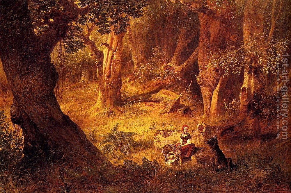 1000x664 Little Red Riding Hood And The Big Bad Wolf Richard Hermann Eschke - Little Red Riding Hood Painting