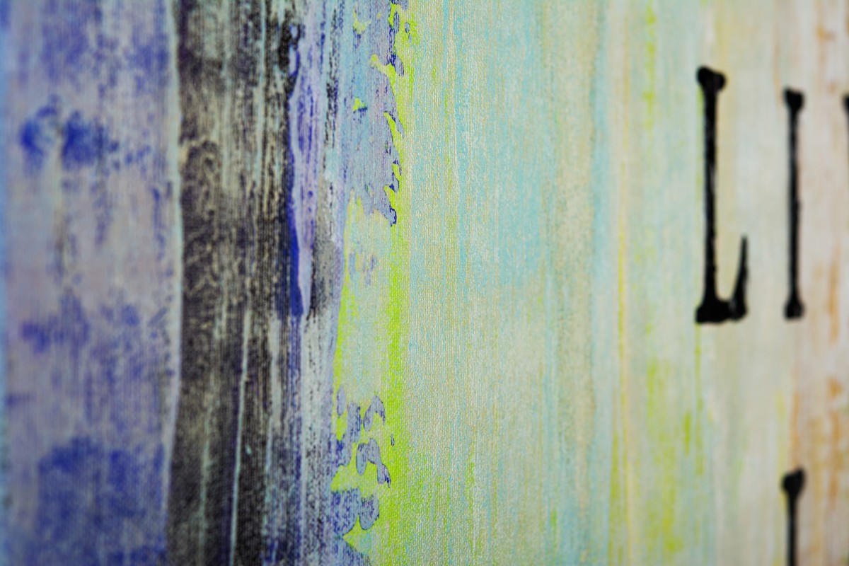 1200x800 Live Laugh Love By Qiqigallery 48x24 Abstract Painting Grey - Live Laugh Love Painting