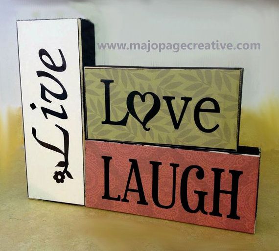 570x513 Live Love Laugh Wooden Block Art Stackable By Majopagecreative - Live Love Laugh Painting