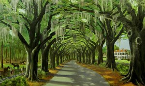 300x177 Live Oak Lined Lane Painting By Jim Horton - Live Oak Painting