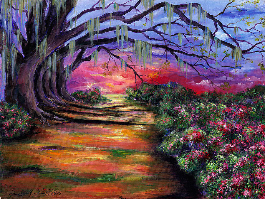 900x678 Live Oak Path Painting By Donna Waite - Live Oak Painting