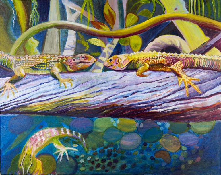 770x610 Saatchi Art Lizard Love Painting By Francesca Greene - Lizard Painting