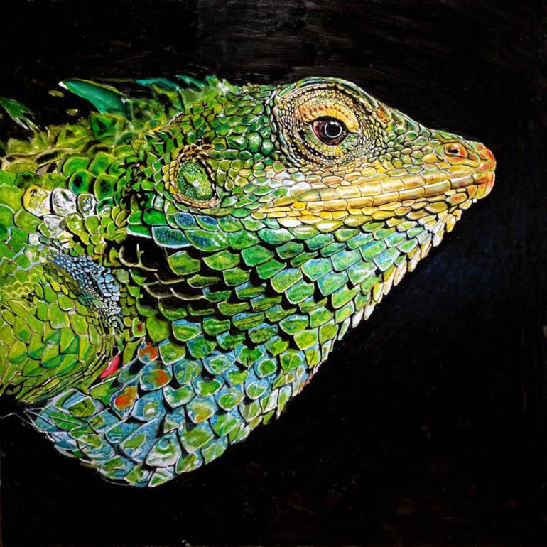 770x770 Saatchi Art Study Of A Lizard Painting By Daniel Magidson - Lizard Painting