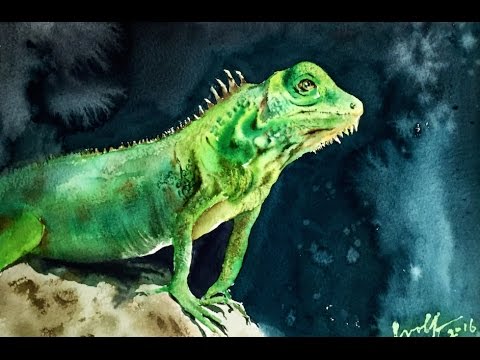 480x360 Time Lapse Watercolor Reptile Lizard Painting By Untamed Little - Lizard Painting