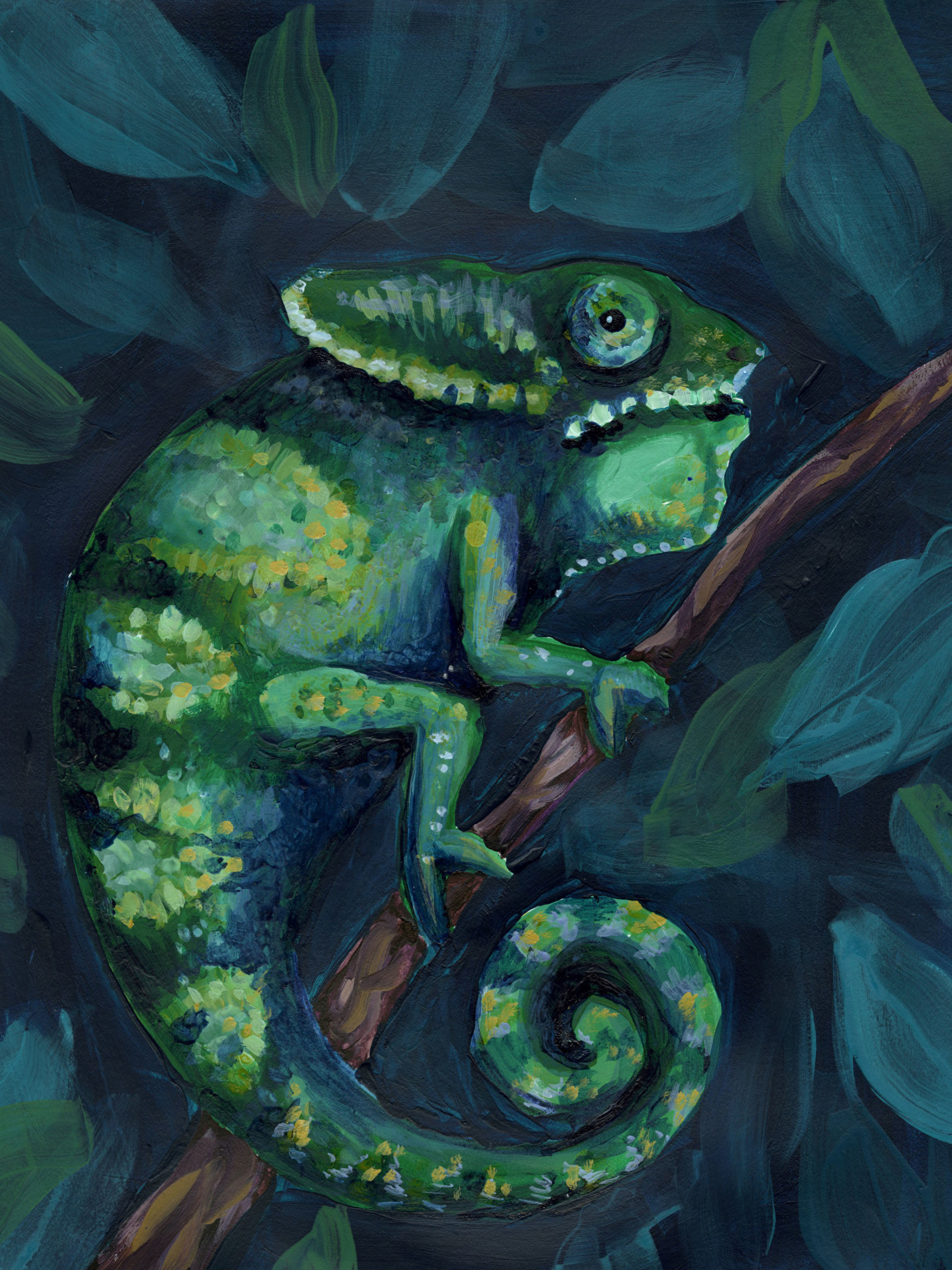 2048x2732 Wallpapers Lizard Chameleon Animals Painting Art 2048x2732 - Lizard Painting