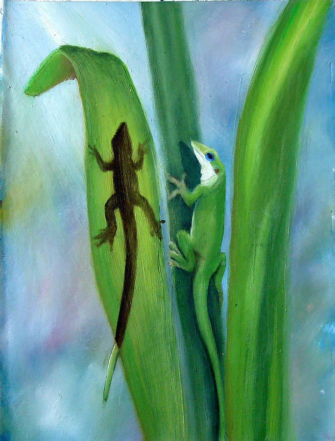 684x900 Here Lizard Lizard Painting By Darlene Green - Lizard Painting