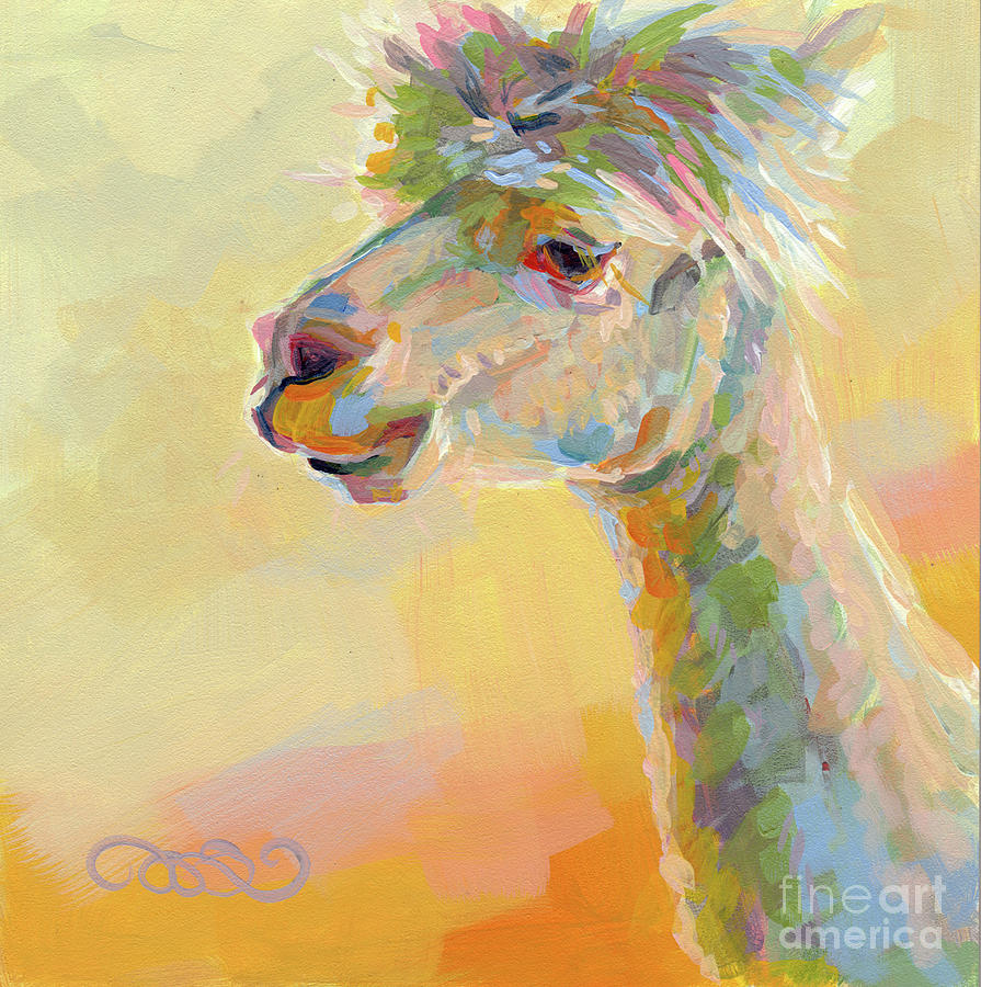 895x900 Lolly Llama Painting By Kimberly Santini - Llama Painting
