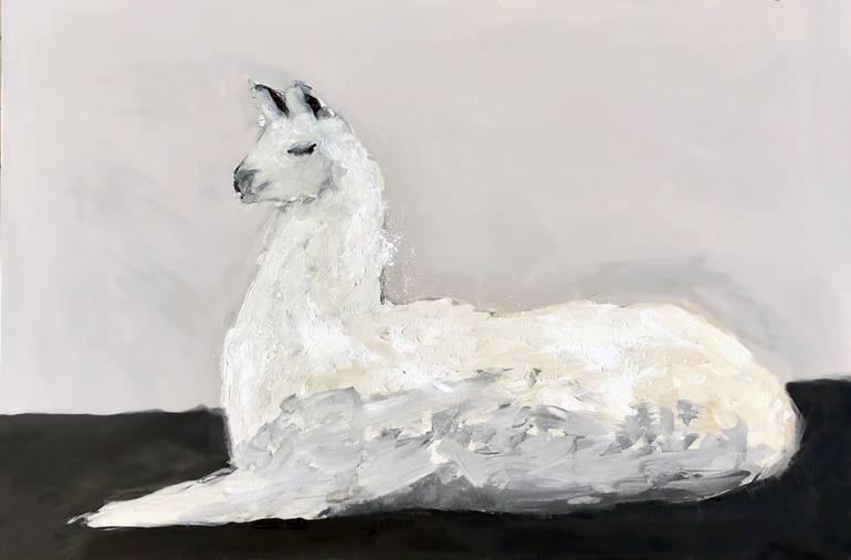 770x507 Saatchi Art Lying Llama Painting By Jonathan Rozo - Llama Painting