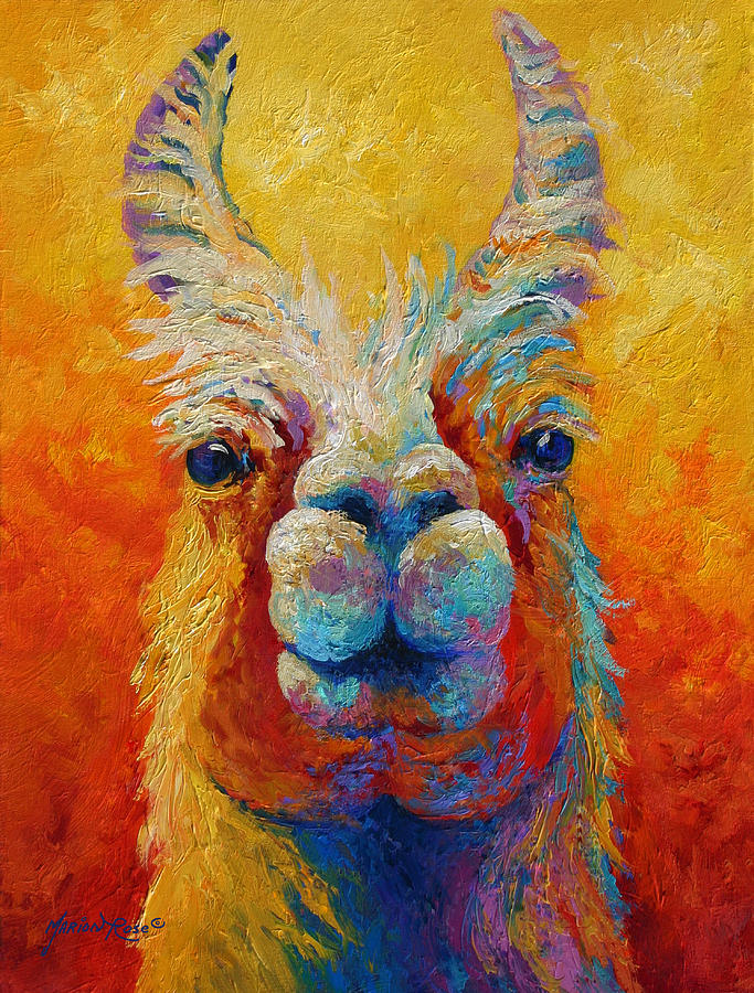 683x900 You Lookin At Me Painting By Marion Rose - Llama Painting