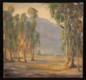 300x281 Early California Landscape Oil Painting Eucalyptus Listed Signed - Lloyd Painting