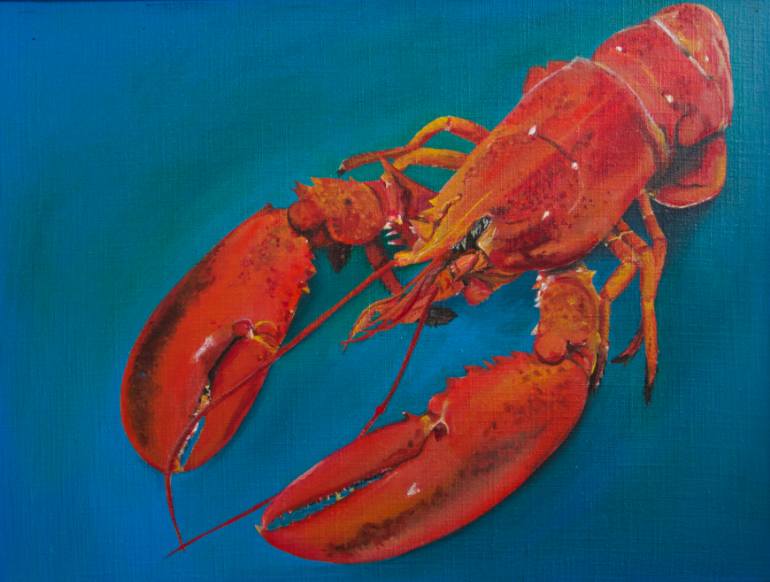 770x582 Saatchi Art Red Lobster Painting By Suzanne Van Hal - Lobster Painting