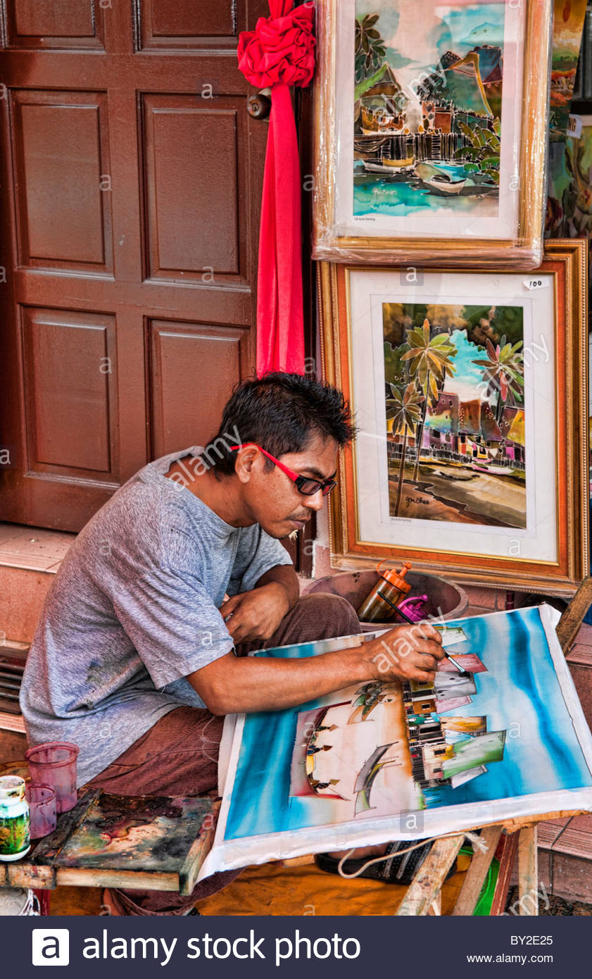 841x1390 Melaka Malaysia Heritage City Local Artist Painting With Oil - Local Oil Painting Artists