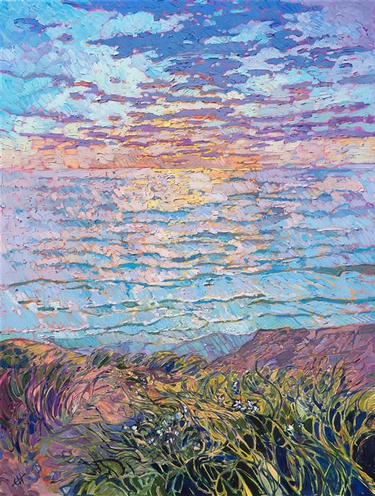 529x699 Torrey Pines Seascape Oil Painting By Local Impressionist Artist - Local Oil Painting Artists