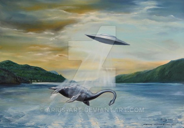 600x417 Kidnapping Of The Loch Ness Monster By Arius By Arius Art - Loch Ness Monster Painting