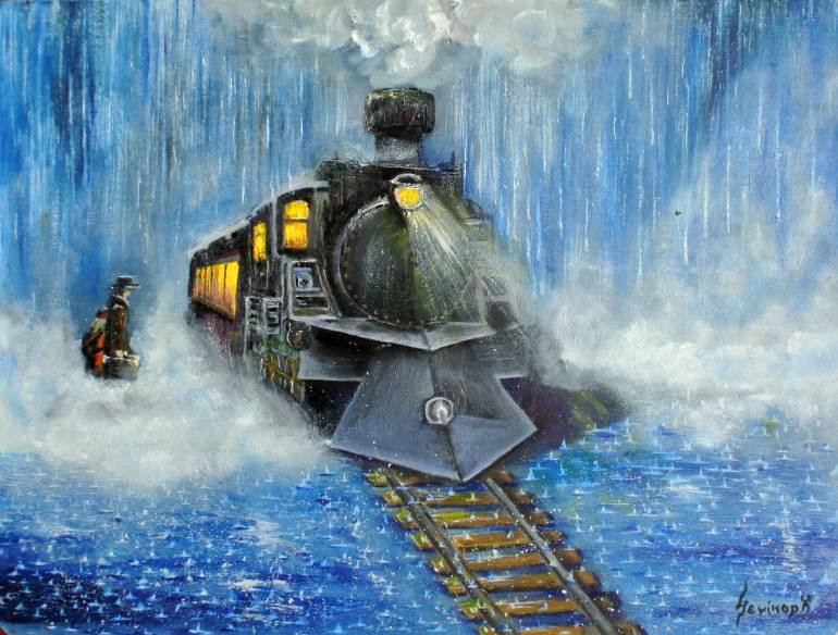 770x584 Saatchi Art Locomotive Painting By Oleksii Nechyporenko - Locomotive Painting