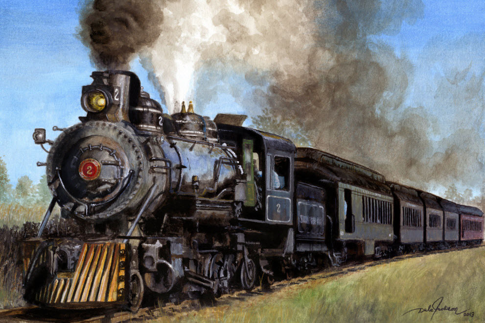 991x659 Steam Locomotive Watercolor Painting On Behance - Locomotive Painting