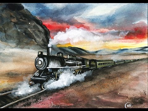 480x360 Watercolor Locomotive Painting Demonstration - Locomotive Painting