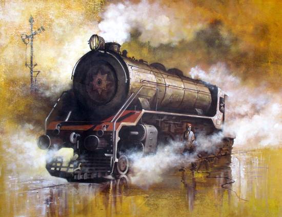 550x425 Indiaart Blog Painting Of Steam Locomotive - Locomotive Painting