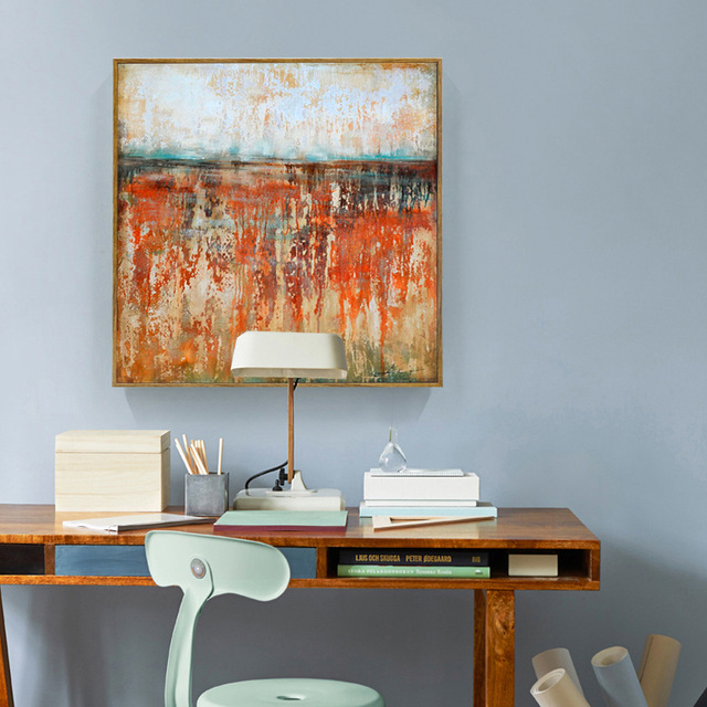 640x640 Abstract Landscape Oil Painting Best Pop Red Colour Perception - Loft Painting