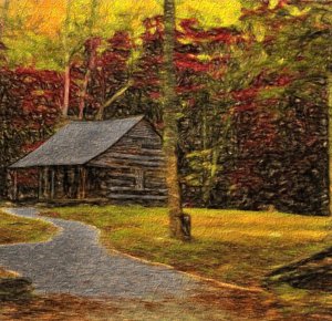 300x290 Cabin In The Woods Paintings Fine Art America - Log Cabin In The Woods Painting