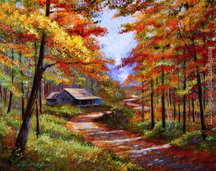 720x568 David Lloyd Glover Cabin In The Woods Painting 50% Off - Log Cabin In The Woods Painting