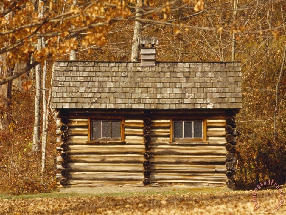 960x720 Raymond Gehman Log Cabin In The Jefferson National Forest Central - Log Cabin In The Woods Painting