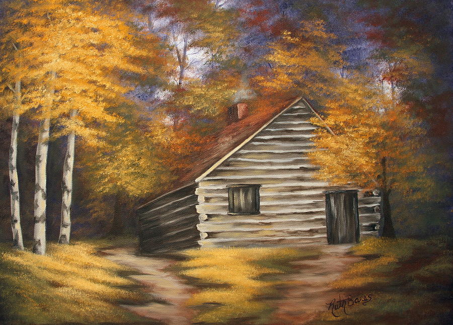 Log Cabin In The Woods Painting At Paintingvalley Com Explore