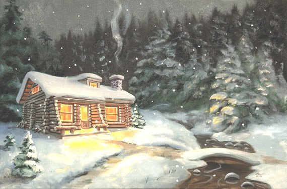 Log Cabin Painting At Paintingvalley Com Explore Collection Of