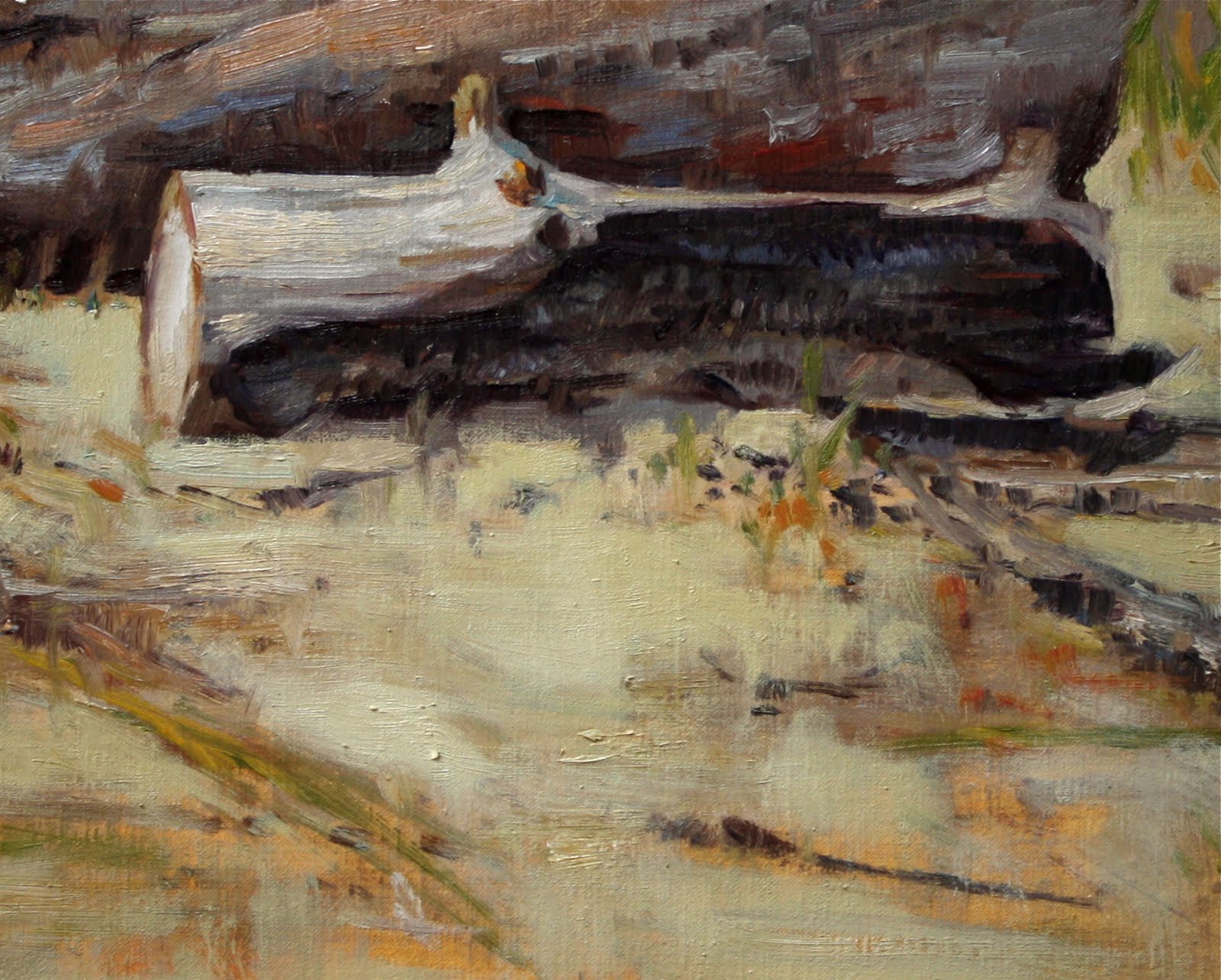 1600x1284 Paintings By Jason Waskey Burnt Driftwood Log Study - Log Painting