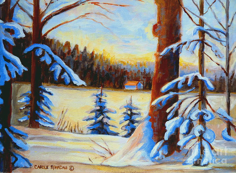 900x661 Vermont Log Cabin Maple Syrup Time Painting By Carole Spandau - Log Painting