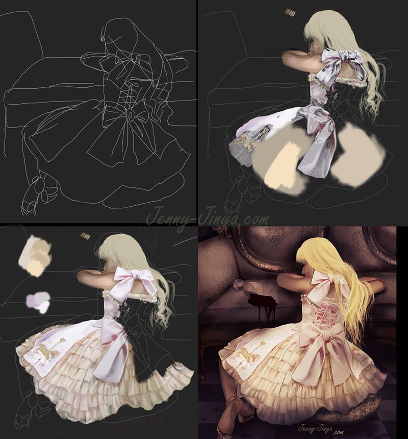 800x860 Lolita Painting Progress By Jennyjinya - Lolita Painting
