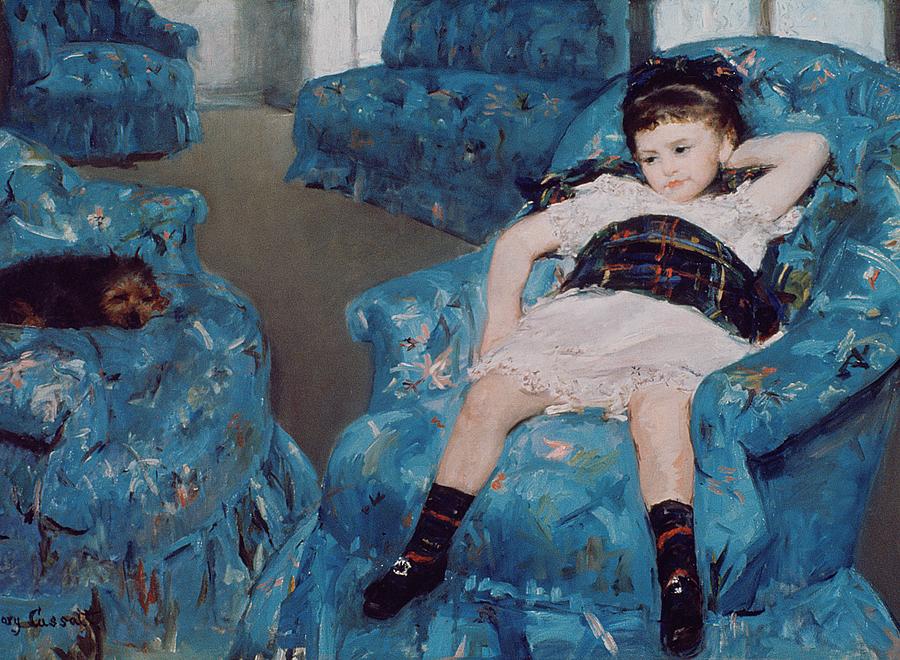 900x660 Little Girl In A Blue Armchair Painting By Mary Stevenson Cassatt - Lolita Painting