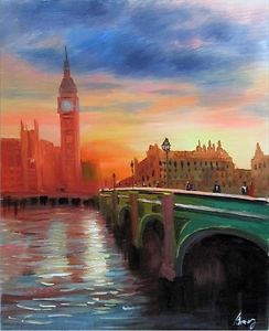 244x300 100%hand Painted Art Oil Painting Landscape London Bridge 16 - London Bridge Painting